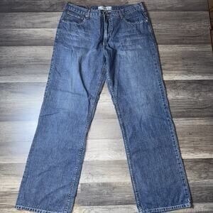 Retro Fox Men’s Jeans Size 38 Straight Leg Blue Denim Distressed Wash Vintage